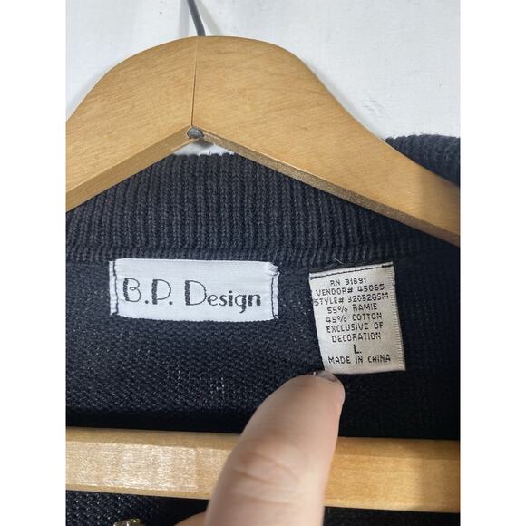 BP Design Christmas Cardigan Sweater Large Womens Vintage Embroidered Old Money - Picture 7 of 10